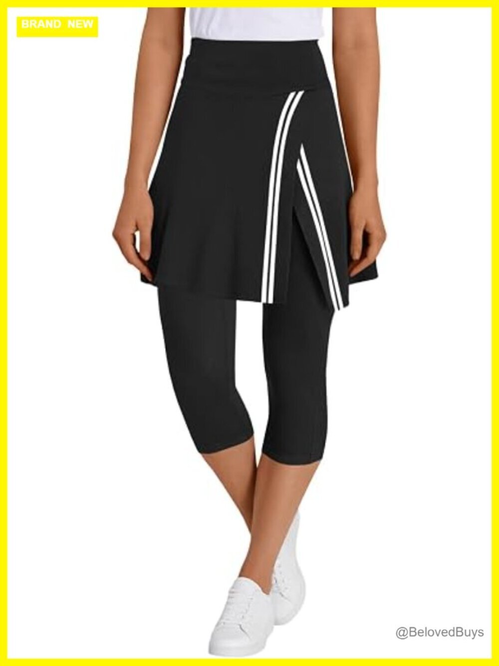 Women's Skirted Leggings with Capris and Pockets for Tennis Golf Pickleball
